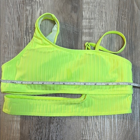New Girls Neon Lime Asymmetrical Two-Piece Swimsuit - Picture 6 of 6